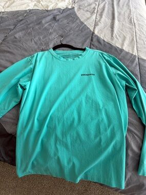 Patagonia Long-Sleeve responsibili-tee in Aqua graphic men’s medium